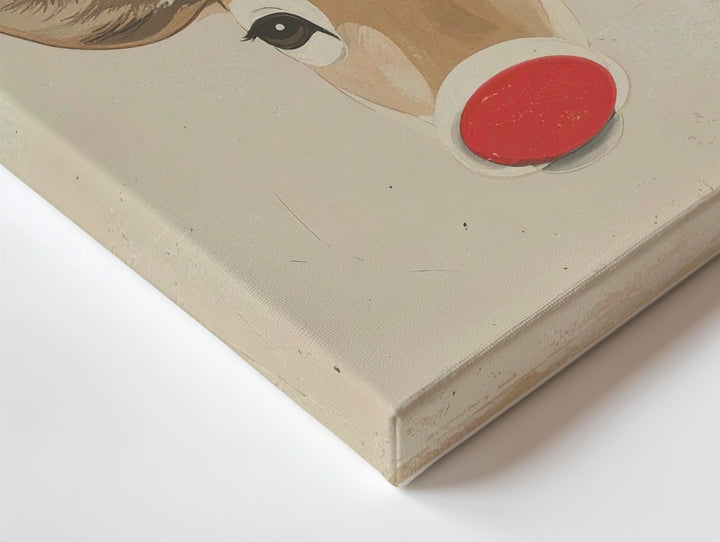 Minimal Rudolph Reindeer Canvas – Modern Playful Christmas Wall Art - Gifitto
