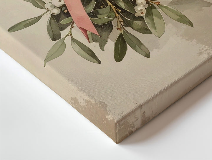 Minimal Mistletoe Watercolor Canvas – Elegant Botanical Christmas Wall Art - Gifitto