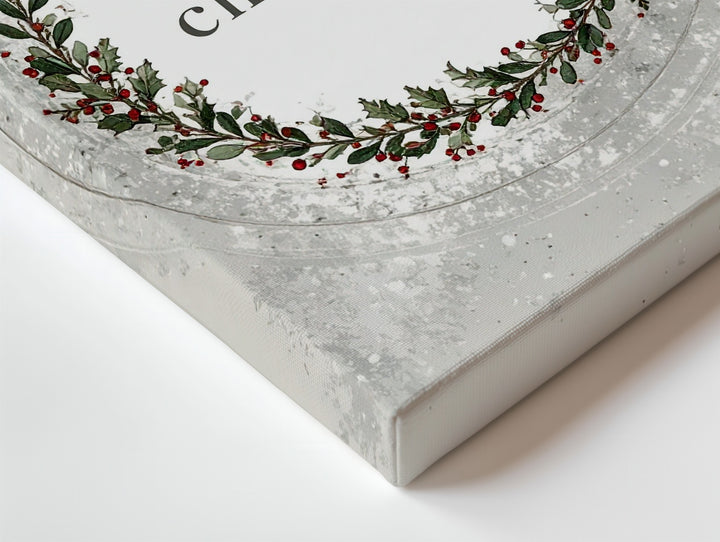 Minimalist Christmas Wreath Canvas – Elegant Greenery with Holiday Greeting - Gifitto