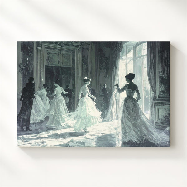 Ghostly Ballroom Canvas – Haunted Victorian Dance in Mirrorlight - Gifitto