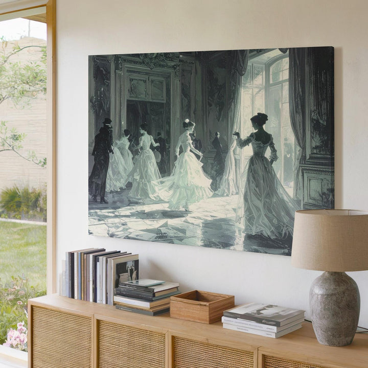 Ghostly Ballroom Canvas – Haunted Victorian Dance in Mirrorlight - Gifitto