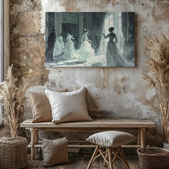 Ghostly Ballroom Canvas – Haunted Victorian Dance in Mirrorlight - Gifitto