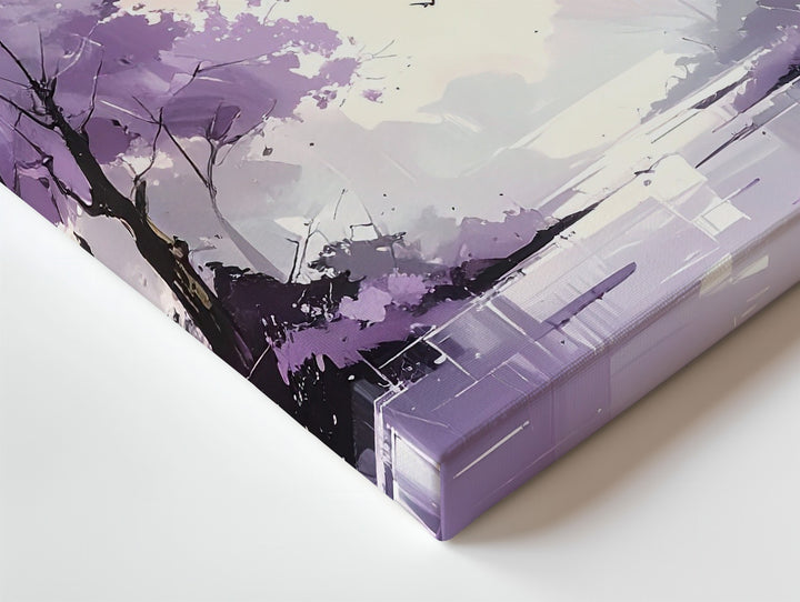 Lavender Bat Path Canvas – Ethereal Forest with Twilight Flight - Gifitto