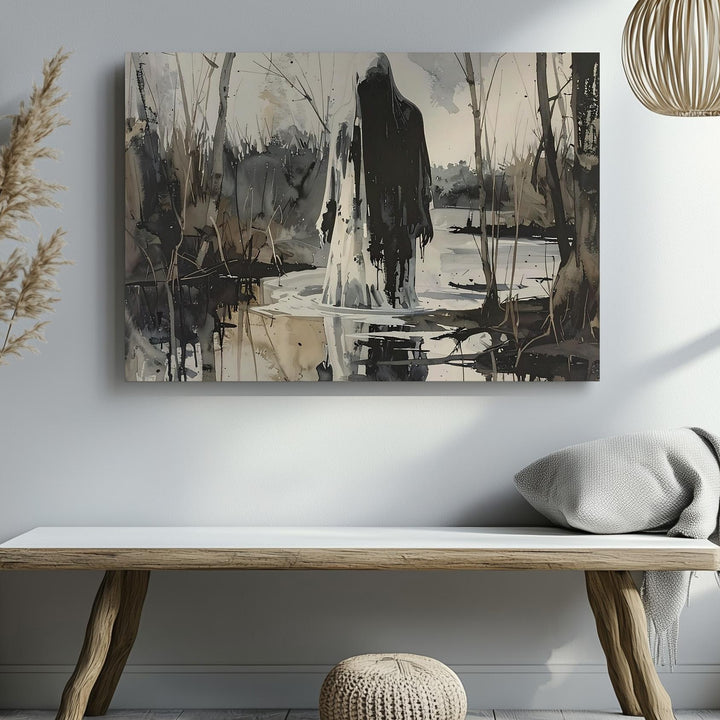Stillwater Ghost Canvas – Haunting Presence Among Swamp Reeds - Gifitto