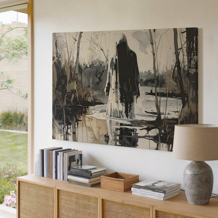 Stillwater Ghost Canvas – Haunting Presence Among Swamp Reeds - Gifitto