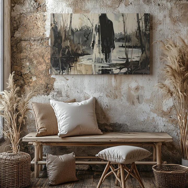 Stillwater Ghost Canvas – Haunting Presence Among Swamp Reeds - Gifitto