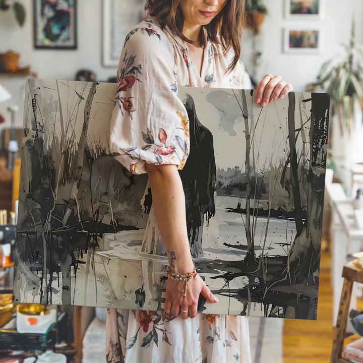 Stillwater Ghost Canvas – Haunting Presence Among Swamp Reeds - Gifitto