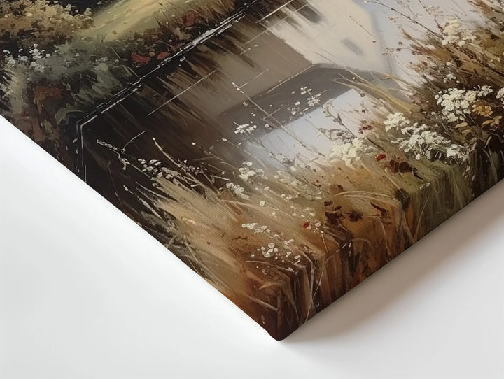 Lakeside Chapel Canvas – Peaceful Christian Wall Art of Solitude, Reflection, and Rural Serenity - Gifitto