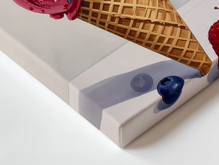 Patriotic Ice Cream Cone Canvas – Red, White & Blue Scoops with Flag - Gifitto