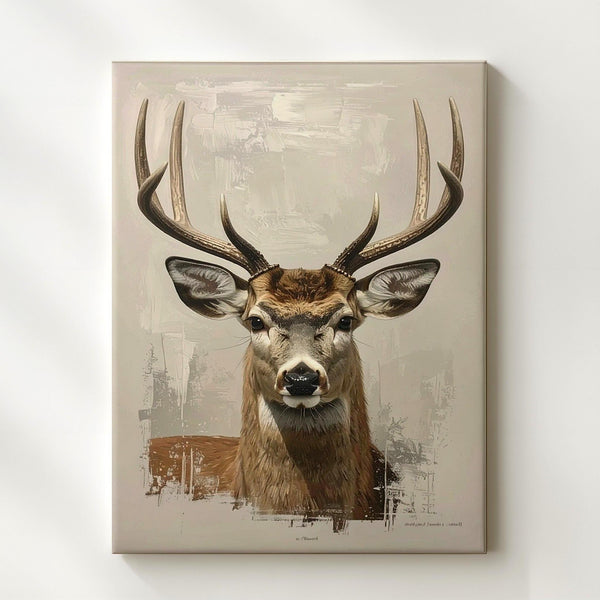 Realistic Deer Portrait Canvas – Winter Wildlife Wall Art with Holiday Warmth - Gifitto