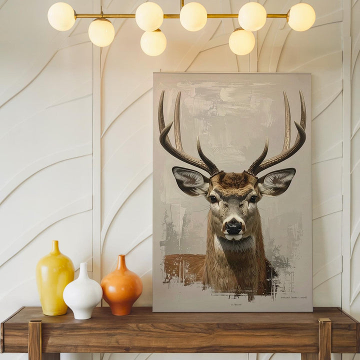 Realistic Deer Portrait Canvas – Winter Wildlife Wall Art with Holiday Warmth - Gifitto