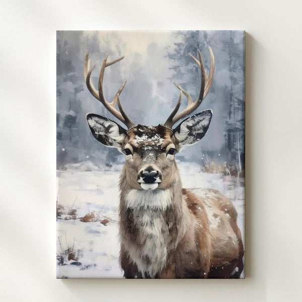 Realistic Reindeer Portrait Canvas – Serene Christmas Wildlife Wall Art - Gifitto