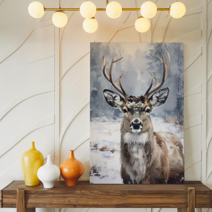 Realistic Reindeer Portrait Canvas – Serene Christmas Wildlife Wall Art - Gifitto