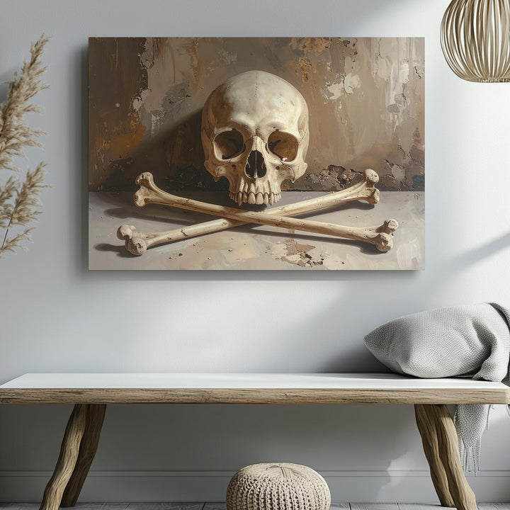 Skull & Crossbones Canvas – Realistic Symbol of Death and Mystery Wall Art - Gifitto