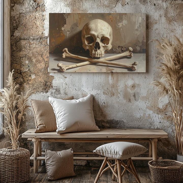 Skull & Crossbones Canvas – Realistic Symbol of Death and Mystery Wall Art - Gifitto