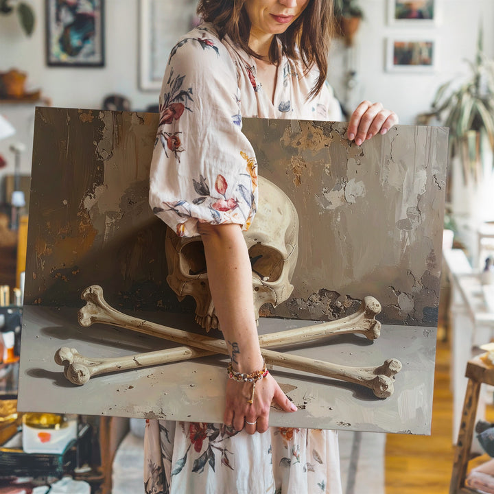 Skull & Crossbones Canvas – Realistic Symbol of Death and Mystery Wall Art - Gifitto