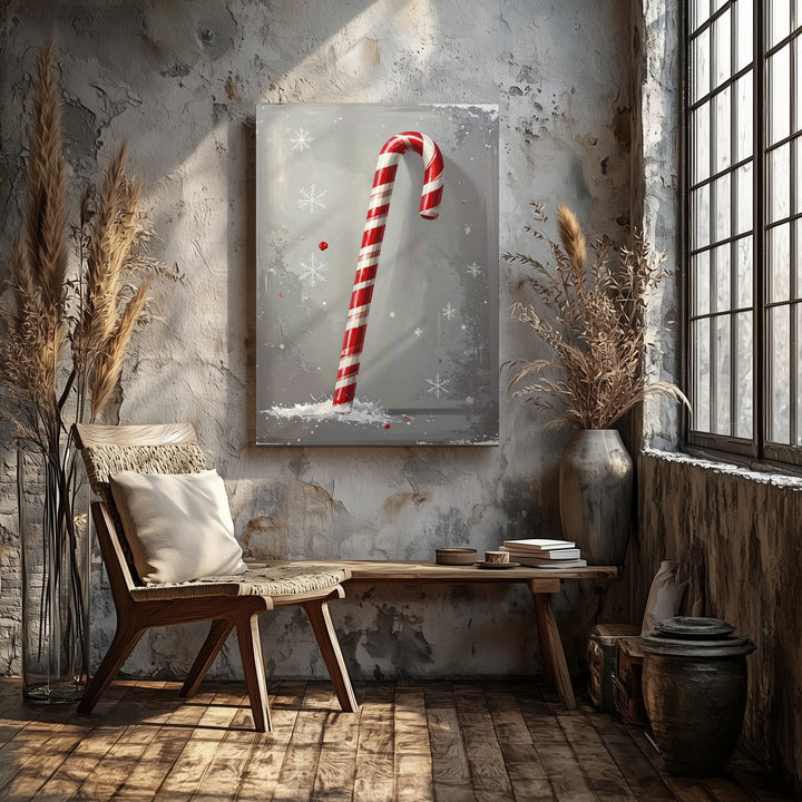 Red Cottage in Snowy Forest Canvas – Cozy Rural Christmas Wall Art - Gifitto