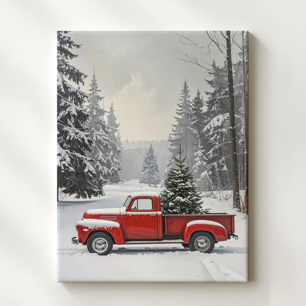 Striped Candy Cane Canvas – Minimalist Red & White Holiday Wall Art - Gifitto
