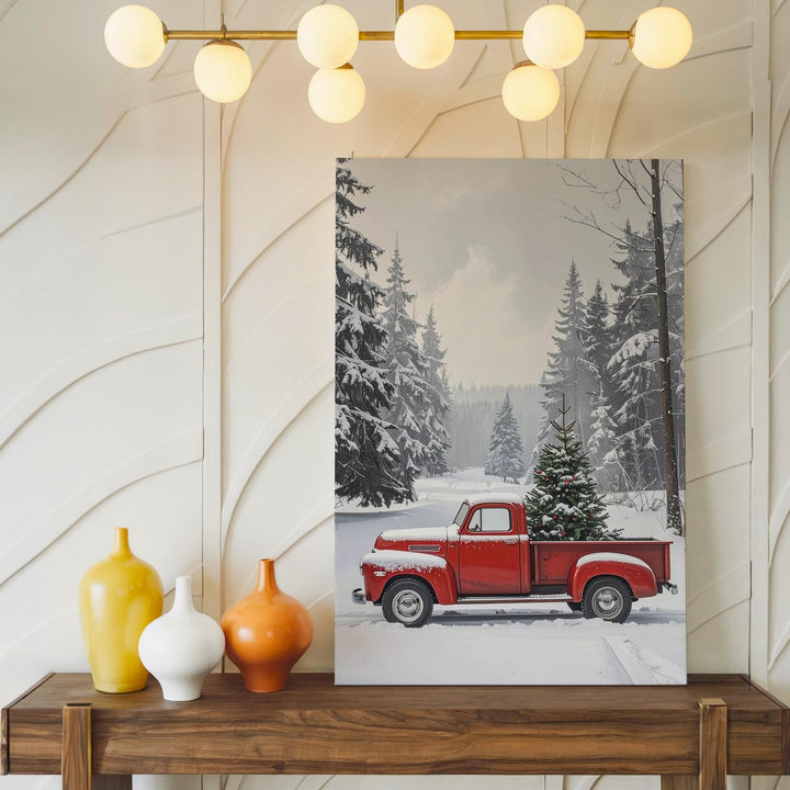 Striped Candy Cane Canvas – Minimalist Red & White Holiday Wall Art - Gifitto