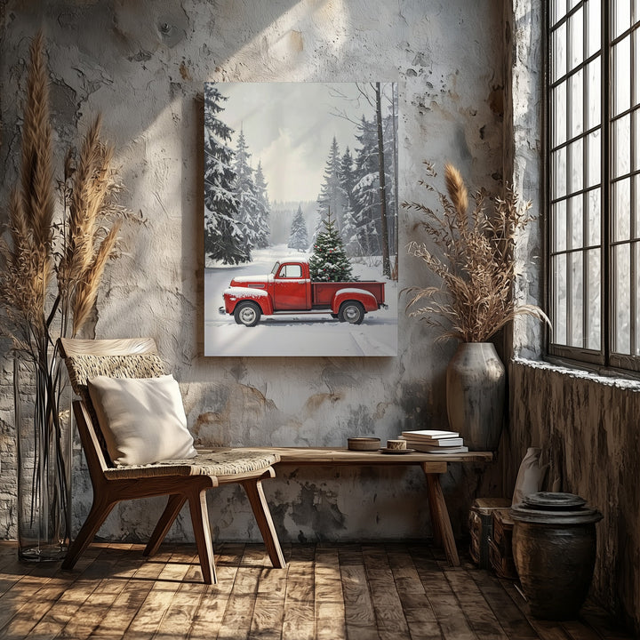 Striped Candy Cane Canvas – Minimalist Red & White Holiday Wall Art - Gifitto