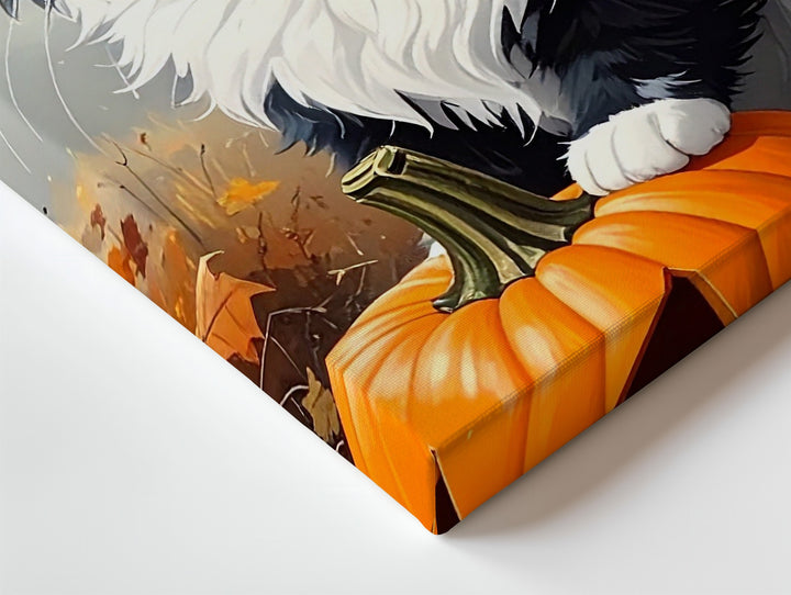 Forest Familiar Cat Canvas – Halloween Guardian with Pumpkin & Amber Eyes - Gifitto