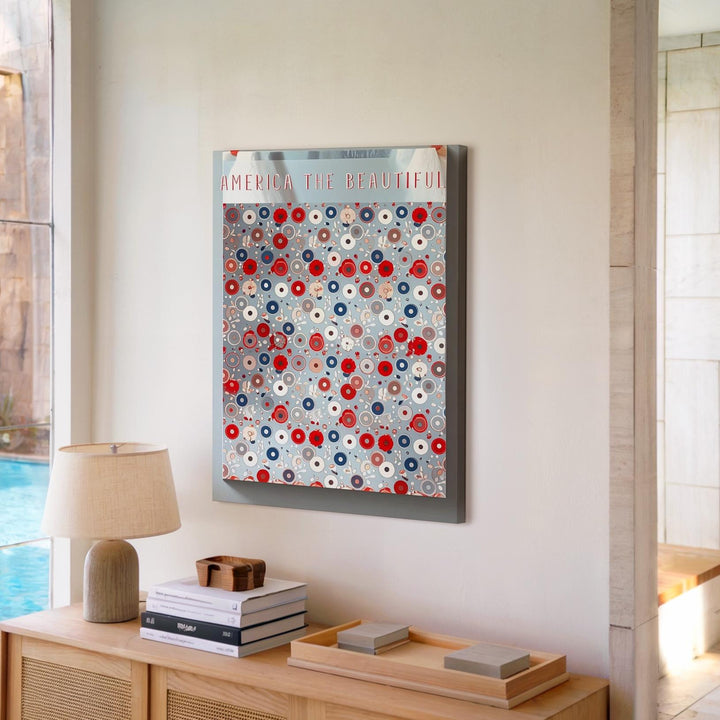 America the Beautiful Floral Pattern Canvas – Retro Patriotic Wall Art - Gifitto
