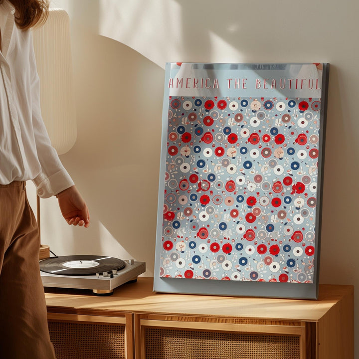 America the Beautiful Floral Pattern Canvas – Retro Patriotic Wall Art - Gifitto