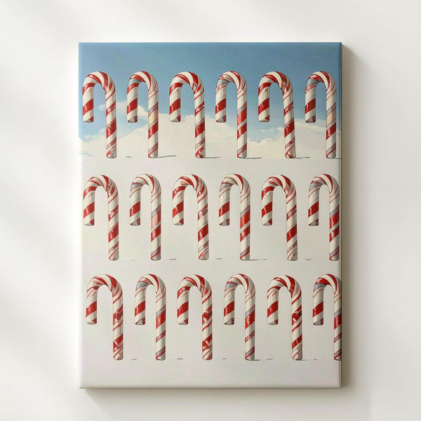 Candy Cane Pattern Canvas – Festive Red & White Christmas Wall Art - Gifitto