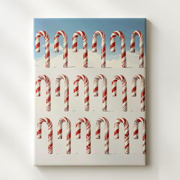 Candy Cane Pattern Canvas – Festive Red & White Christmas Wall Art - Gifitto