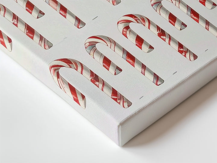 Candy Cane Pattern Canvas – Festive Red & White Christmas Wall Art - Gifitto