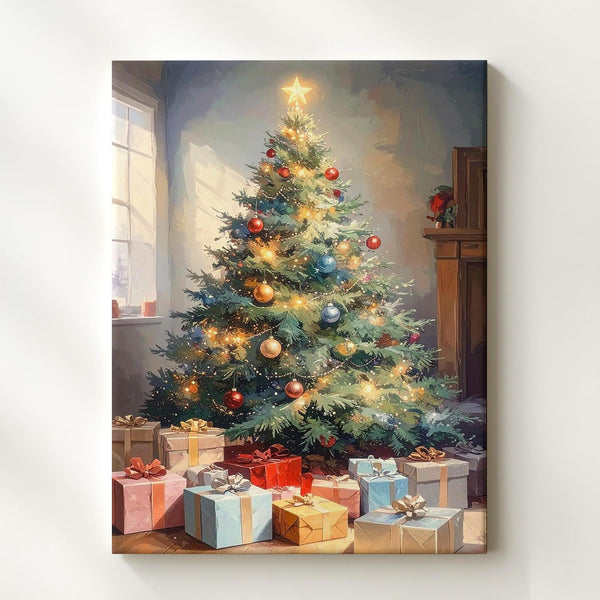 Glowing Christmas Tree Canvas – Classic Holiday Celebration Wall Art - Gifitto