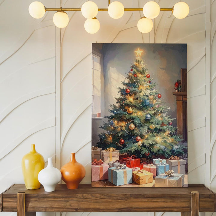 Glowing Christmas Tree Canvas – Classic Holiday Celebration Wall Art - Gifitto