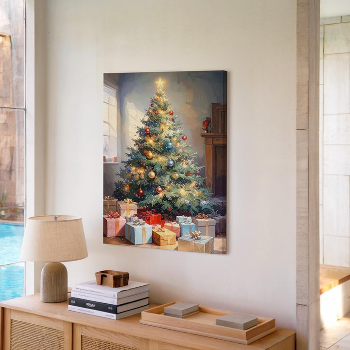 Glowing Christmas Tree Canvas – Classic Holiday Celebration Wall Art - Gifitto