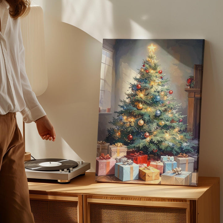 Glowing Christmas Tree Canvas – Classic Holiday Celebration Wall Art - Gifitto
