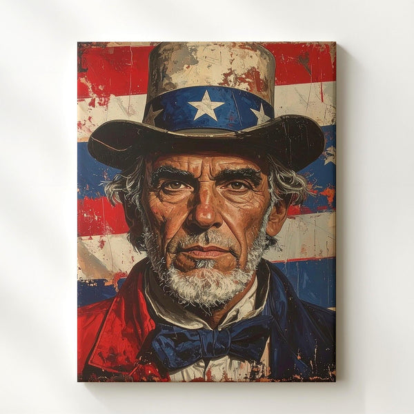 Uncle Sam Grit Portrait Canvas – Patriotic American Icon Wall Art - Gifitto