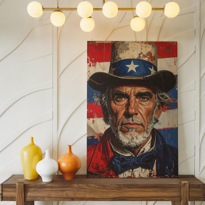 Uncle Sam Grit Portrait Canvas – Patriotic American Icon Wall Art - Gifitto