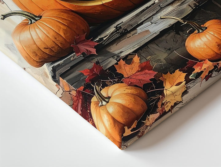 Rustic Jack-O'-Lantern Still Life Canvas – Cozy Farmhouse Halloween Decor - Gifitto