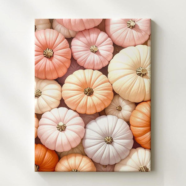 Pastel Pumpkin Pattern Canvas – Elegant Modern Fall Wall Art - Gifitto
