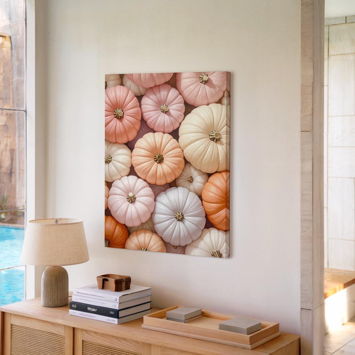 Pastel Pumpkin Pattern Canvas – Elegant Modern Fall Wall Art - Gifitto