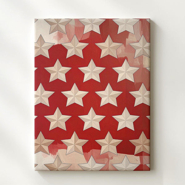 Bold Star Pattern Canvas – Traditional American Motif Wall Art - Gifitto