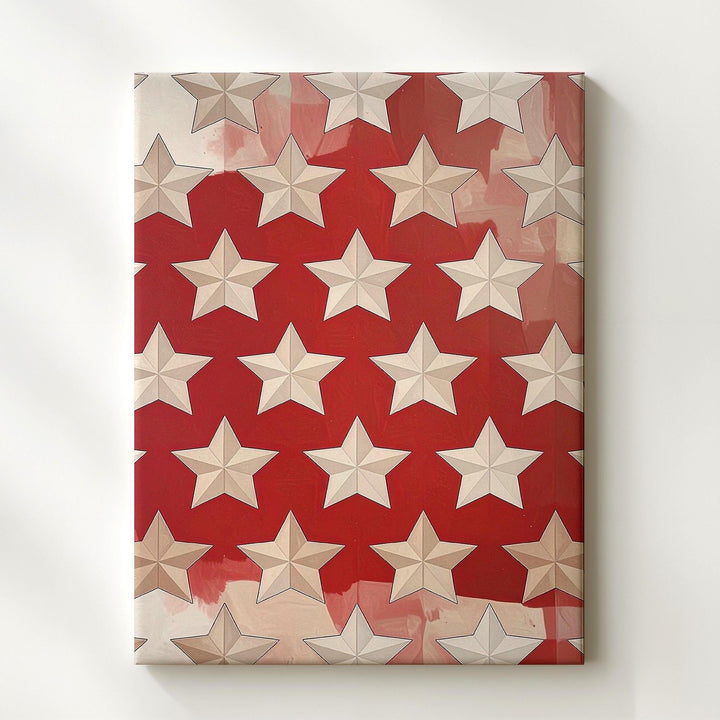 Bold Star Pattern Canvas – Traditional American Motif Wall Art - Gifitto