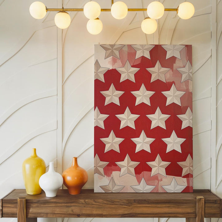 Bold Star Pattern Canvas – Traditional American Motif Wall Art - Gifitto