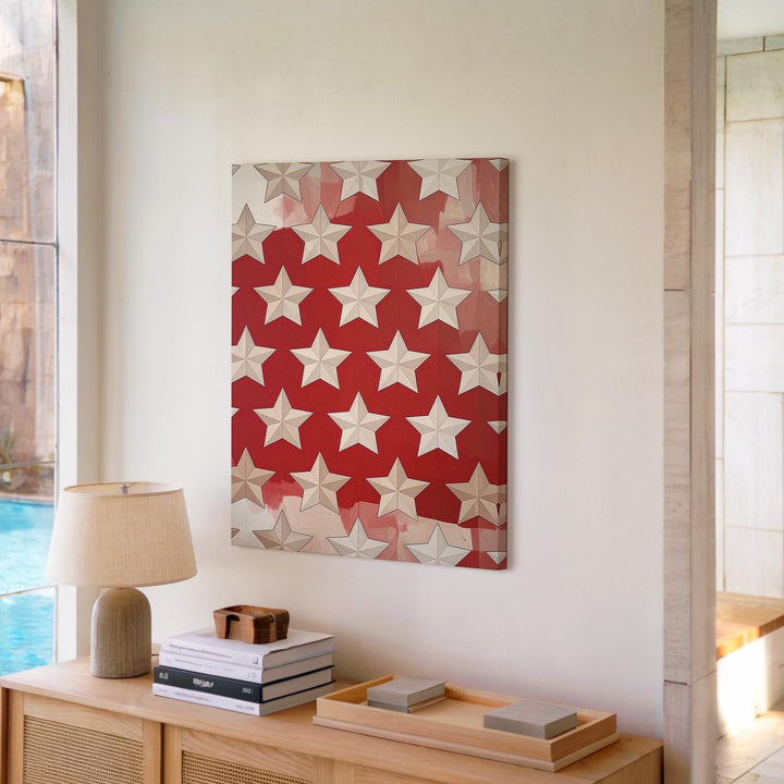 Bold Star Pattern Canvas – Traditional American Motif Wall Art - Gifitto