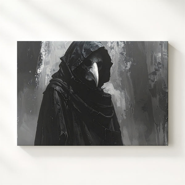 Minimalist Plague Doctor Silhouette Canvas – Ghostly Horror Halloween Art - Gifitto