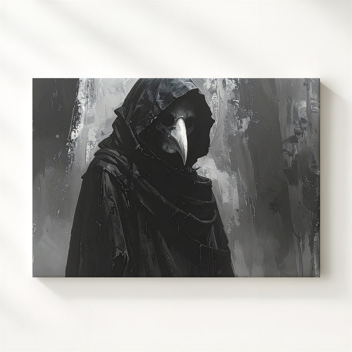 Minimalist Plague Doctor Silhouette Canvas – Ghostly Horror Halloween Art - Gifitto