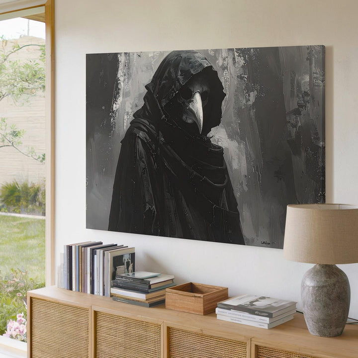 Minimalist Plague Doctor Silhouette Canvas – Ghostly Horror Halloween Art - Gifitto