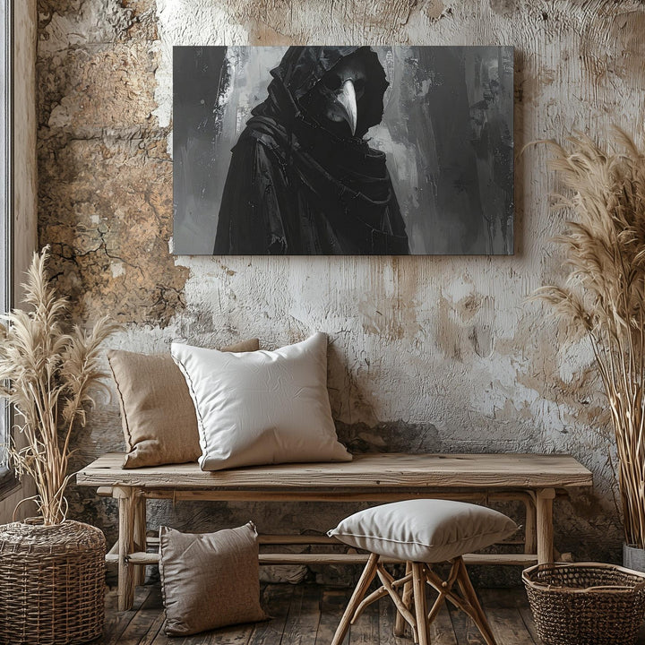 Minimalist Plague Doctor Silhouette Canvas – Ghostly Horror Halloween Art - Gifitto