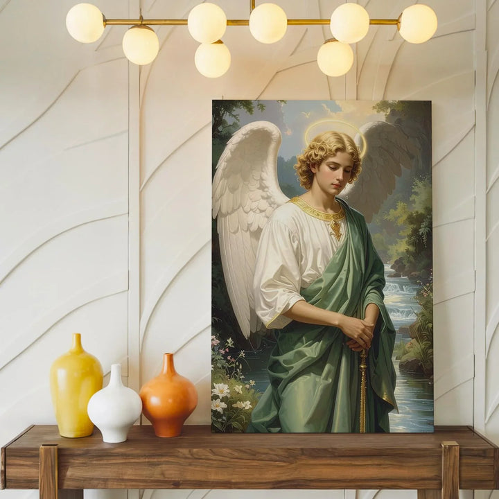 Angel by the River Canvas – Serene Christian Wall Art of Peace, Nature, and Divine Presence - Gifitto
