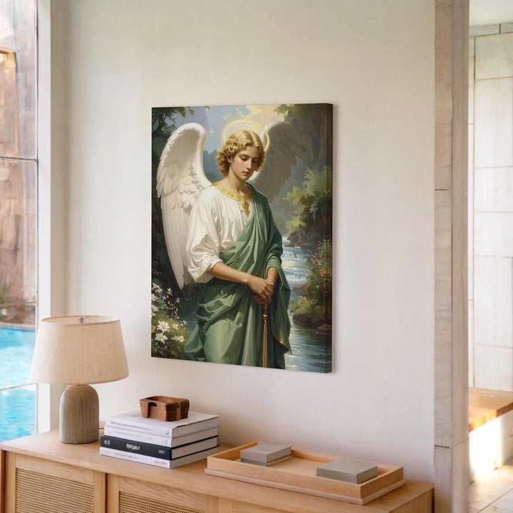 Angel by the River Canvas – Serene Christian Wall Art of Peace, Nature, and Divine Presence - Gifitto