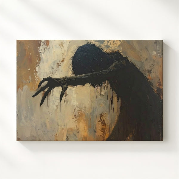Dripping Shadow Creature Canvas – Abstract Horror Wall Art for Halloween - Gifitto